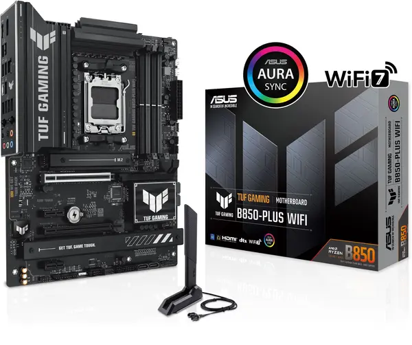 ASUS TUF GAMING B850-PLUS WIFI ATX Motherboard – AMD AM5, DDR5, PCIe 5.0, WiFi 7, Ryzen 7000/8000/9000 Support