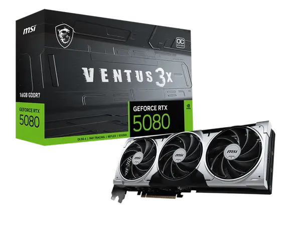 MSI GeForce RTX 5080 VENTUS 3X OC 16GB GDDR7 Graphics Card