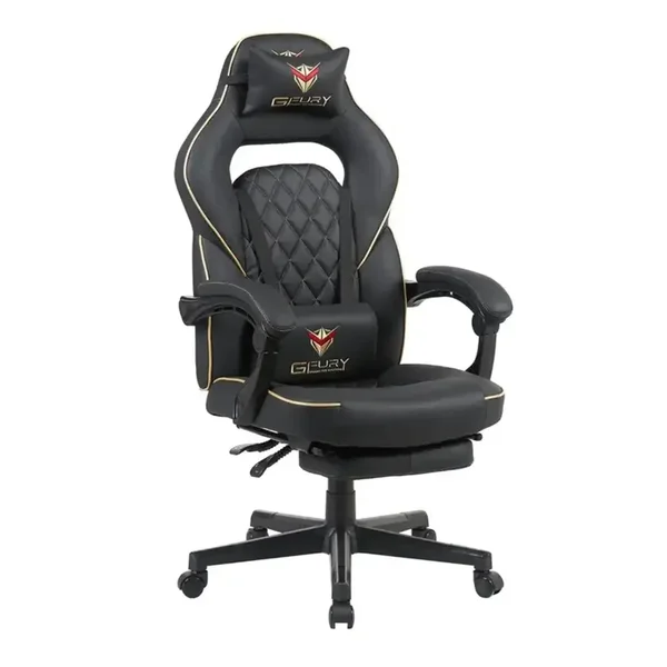 GFURY GF-KW-G6468-1 Gaming Chair – Fabric, Black + Golden, 2D Armrest, Butterfly Mechanism
