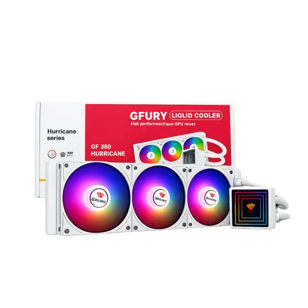 GFURY GF-360 WHITE HURRICAN 360mm ARGB Liquid CPU Cooler | Triple 120mm Fan High Performance AIO Cooling System White Edition for Gaming PC