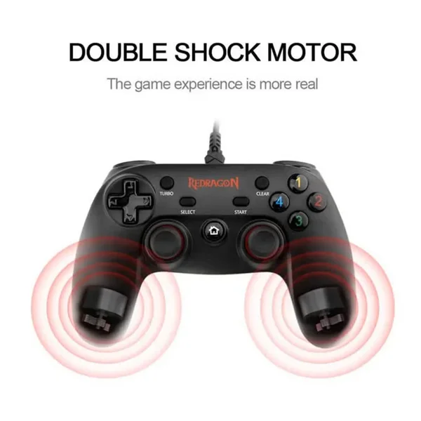 Redragon SATURN G807 Wired USB Gaming Controller with Dual Vibration, Turbo Function & Ergonomic Design
