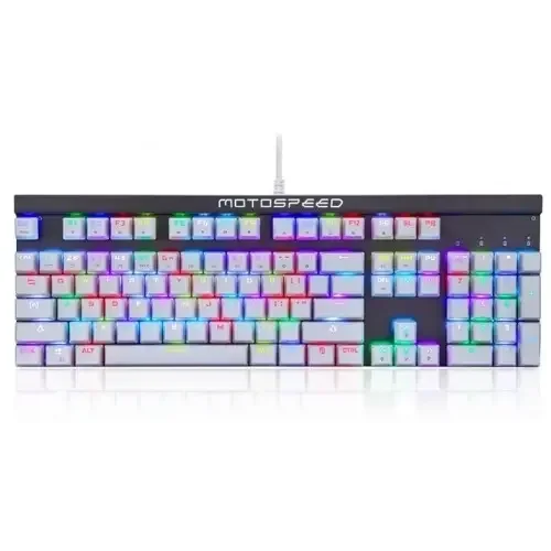 Motospeed CK103 RGB Mechanical Gaming Keyboard – Full-Size 104-Key, All Mechanical Switches, 14 LED Lighting Effects