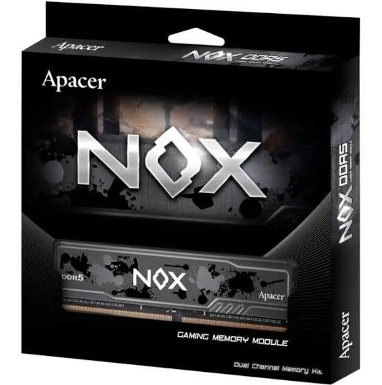 Apacer NOX 32GB (2x16GB) DDR5 6000MHz CL38 Desktop Gaming RAM Kit – Black, Intel XMP