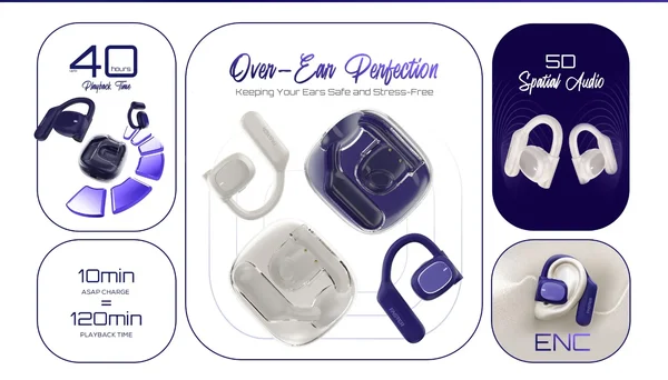 Faster ArcX Wireless Earbuds – ENC Noise Cancellation, 5D Spatial Audio, Bluetooth v5.4, Up to 40 Hrs Playtime
