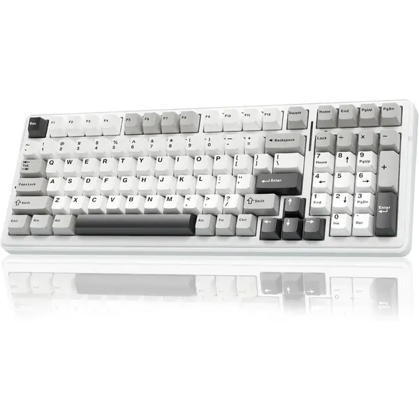 AULA F99 Pro White Side Engraved Silent Cotton Candy Switch Tri-Mode Mechanical Gaming Keyboard - Wireless Hot-Swap RGB