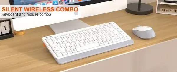 Meetion Mini5000 White Dual-Mode Wireless Keyboard & Mouse Combo – 75% Keyboard, 2.4G + Bluetooth