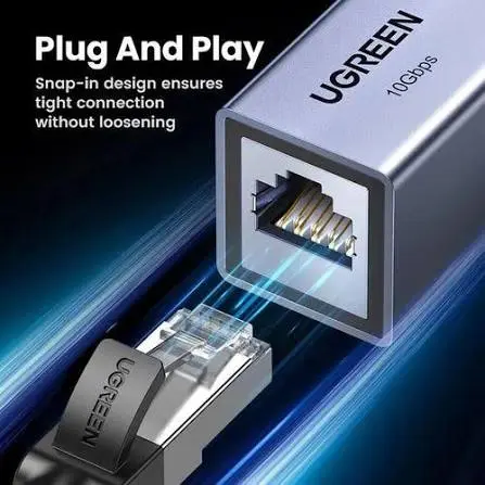 Ugreen 15117 RJ45 Ethernet Coupler for Cat8/Cat7/Cat6/Cat5 Cable – Gray