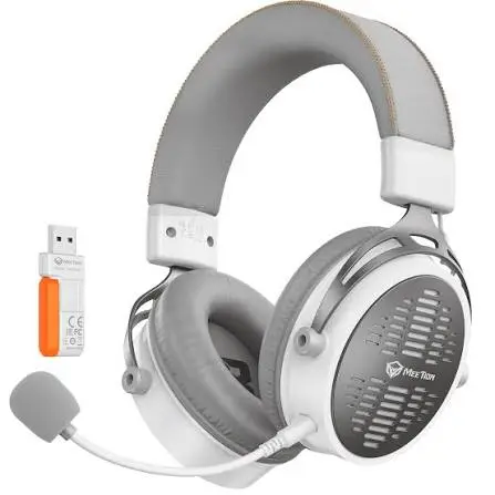 Meetion BTH013 Wireless Gaming Headset – Wired + 2.4G + Bluetooth 5.3 Tri-Mode, Detachable Noise-Cancelling Mic, 1200mAh Battery