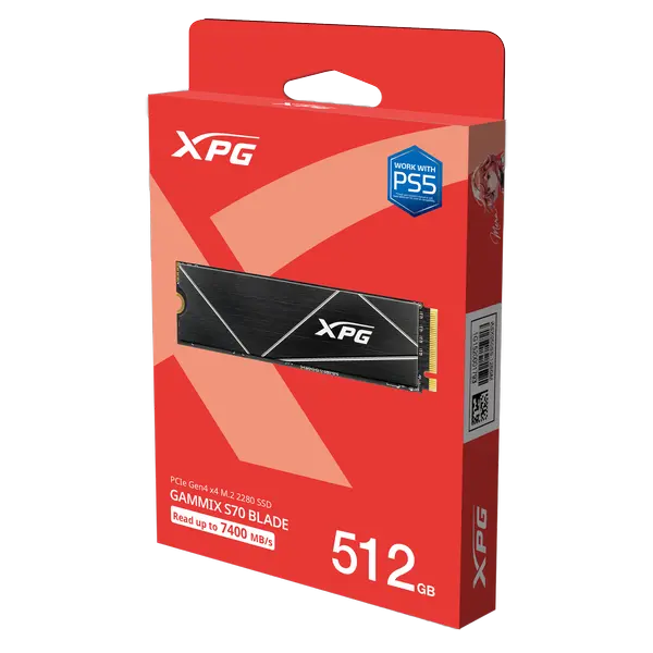 XPG GAMMIX S70 Blade 512GB M.2 NVMe PCIe Gen4 x4 Ultra-Fast Gaming SSD