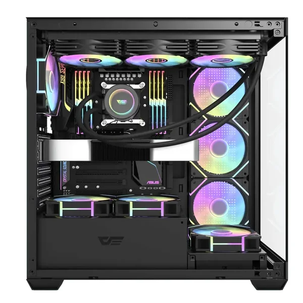 Darkflash DS900 Giant ATX Gaming PC Case Black - Tempered Glass Cabinet for Professional Gamers, E-ATX/ATX/M-ATX/ITX Support, 360mm Radiator