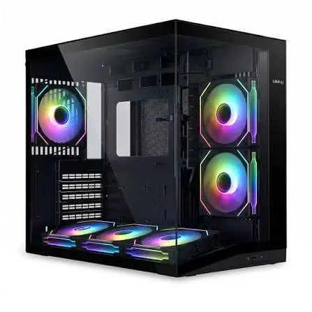 Lian Li O11DMIV2FX O11 Dynamic Mini V2 Flow ATX Mid-Tower Case – Black, 5 Pre-Installed Non-RGB Fans, Tempered Glass Gaming PC Case
