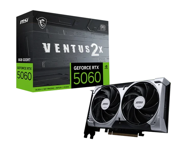 MSI GeForce RTX 5060 VENTUS 2X 8G OC Graphics Card | 8GB GDDR7 PCIe Gen 5 Gaming GPU