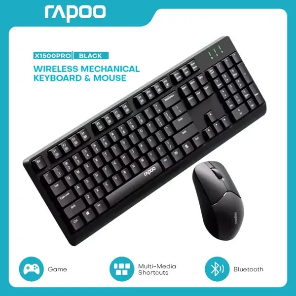 Rapoo X1500 PRO Wireless Keyboard & Mouse Combo White – 2.4GHz, Full-Size 104-Key, 1000 DPI Optical Mouse