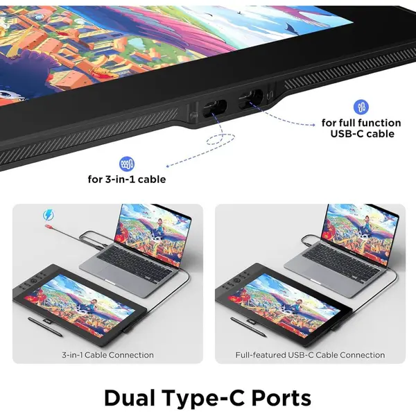 UGEE UE16 15.4" Full HD Pen Display Drawing Tablet – 143% sRGB, 16384 Pressure Levels, Full-Laminated Screen