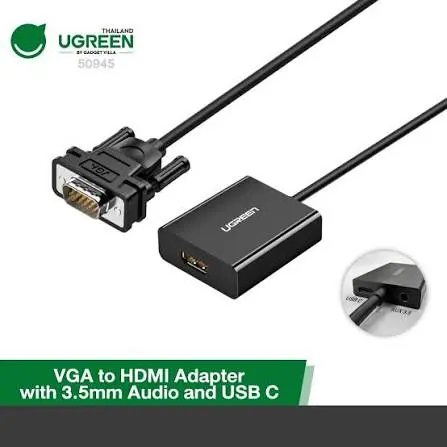 UGREEN VGA to HDMI Video Converter Adapter for Old PC Laptop Projector TV