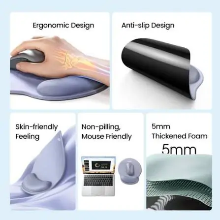 UGREEN Ergonomic Mouse Pad with Wrist Rest – Gray, Non-Slip Comfort Mouse Mat for PC & Laptop
