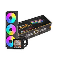 Darkflash DV360S MAX Black 360mm Liquid CPU Cooler with 3.95-inch IPS Display - Full ARGB AIO Water Cooler, 320W TDP