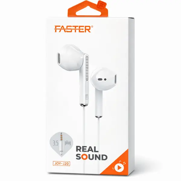 Faster J20 Wired Earphones – 3.5mm, Pure Sound, Comfort Fit, Widely Compatible