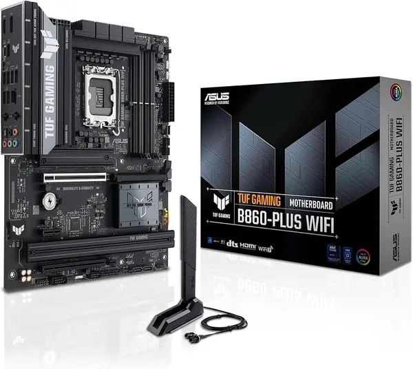 ASUS TUF GAMING B860M-PLUS WIFI mATX Motherboard – LGA1851, DDR5, Intel B860 Chipset, WiFi 7, 2.5Gb LAN, PCIe 5.0, Military-Grade Gaming Board