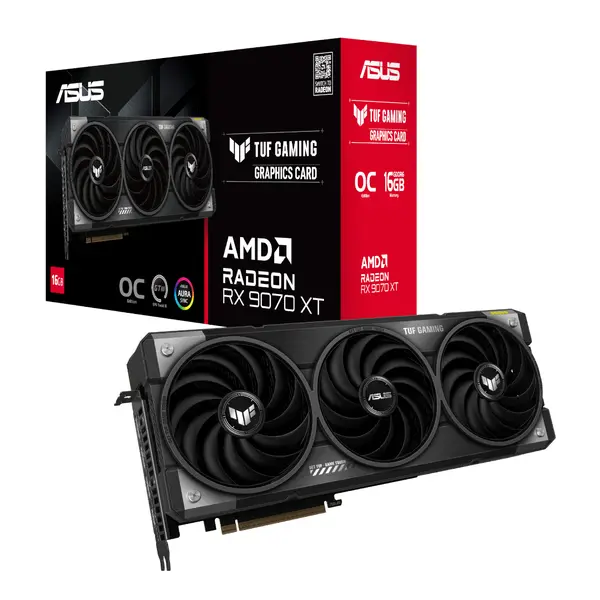 ASUS TUF Gaming Radeon RX 9070 XT 16GB GDDR6 OC Edition Graphics Card – TUF-RX9070XT-O16G-GAMING (Military-Grade Durability GPU)