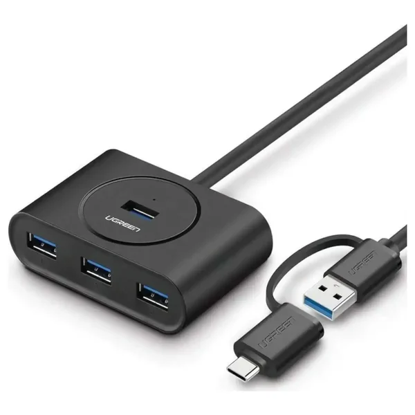 UGREEN USB 3.0 Hub with USB-C Port 1m Black 4 In 1 Multiport Adapter for Laptop PC