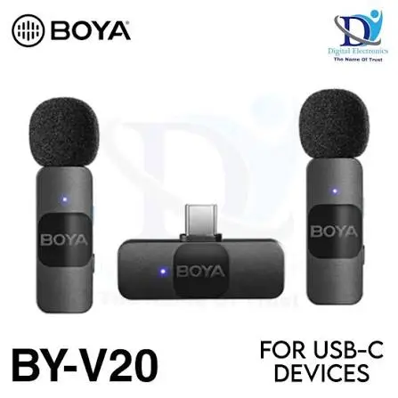 BOYA BY-V20 Wireless Microphone – Dual, For Type-C