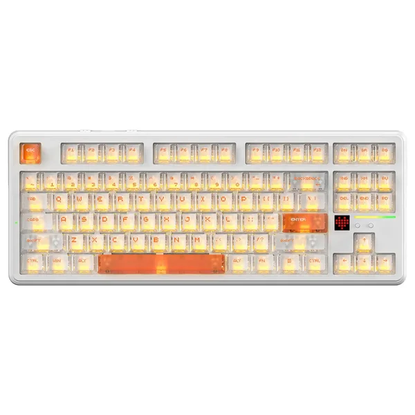 Attack Shark X87 Ultra Wireless Mechanical Keyboard – TKL, Tri-Mode 2.4GHz 8K / Bluetooth / USB-C, RGB, Ice Orange