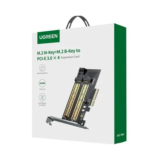 UGREEN M.2 M-Key and B-Key to PCI-E 3.0 x4 Expansion Card Adapter for SSD