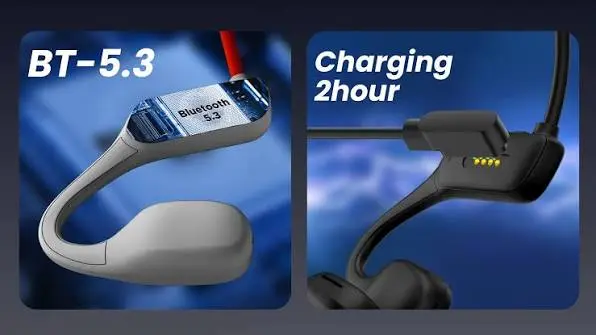 Faster AS18 Bone Conduction Headphones – IP5X Water Resistant, Flexible Earhook, Bluetooth v5.3, Up to 6 Hrs Playtime