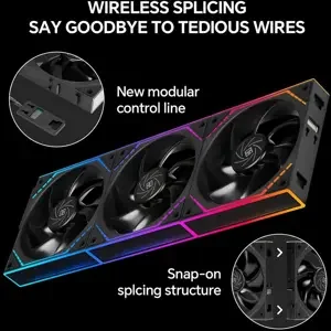 Thermalright TL-M12QR-S X3 120mm Reverse Blade ARGB PWM Case Fan Kit (3-Pack) - Black | Infinity Mirror High Airflow Cooling Fans