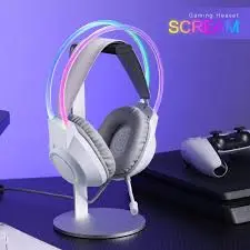 Redragon SCREAM H231W RGB Wired Gaming Headset White Edition with Noise Cancelling Microphone | Stereo Gaming Headphones for PC, PS5, Xbox & Mobile