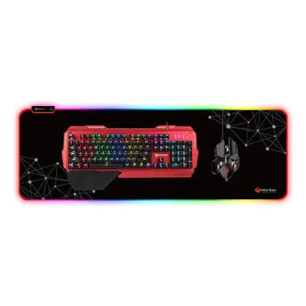 Meetion PD121 Backlit RGB Gaming Mouse Pad – Rainbow Multi-Mode Lighting, Soft Cloth with Rubber Base