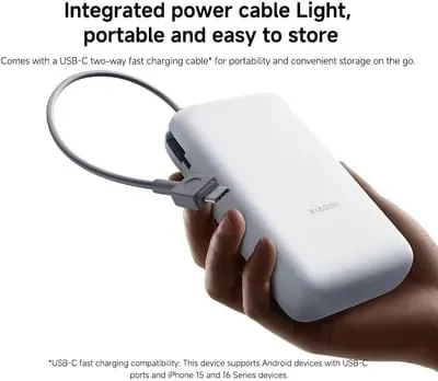 Xiaomi Mi 22.5W Power Bank 20000mAh – Integrated Cable, Fast Charging