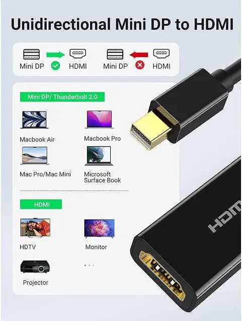UGREEN 40360 Mini DisplayPort to HDMI Adapter – 4K Ultra HD Mini DP to HDMI Converter for PC, Laptop & Monitor