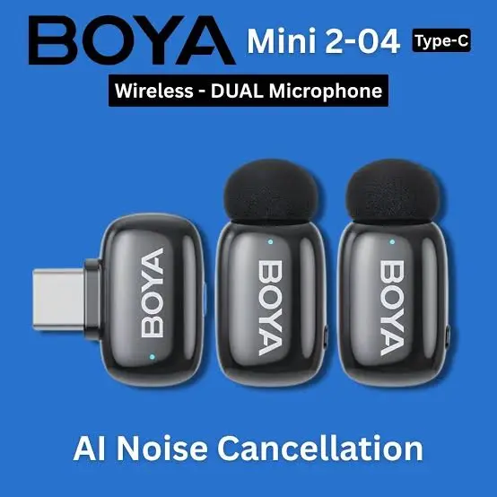BOYA MINI 2-04 Wireless Microphone – For Type-C Only, Dual Mic Set Without Powerbank
