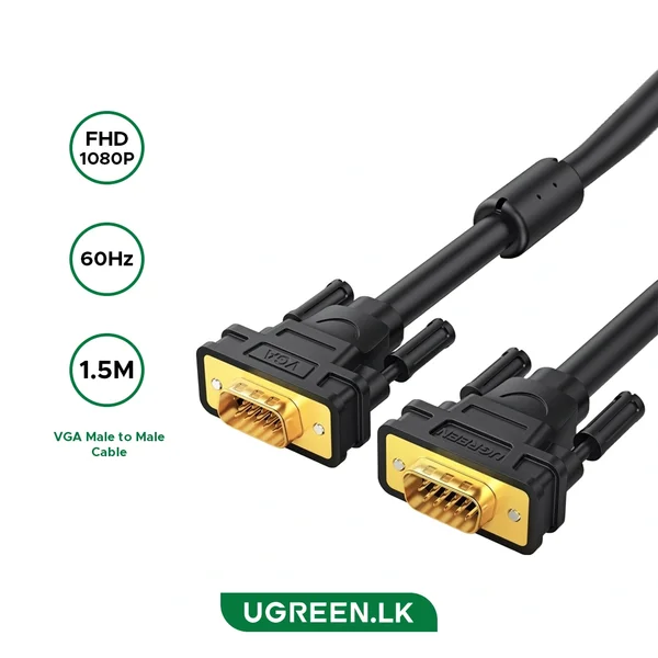 UGREEN VGA Male to Male Cable 1.5m – 1080P@60Hz Full HD High Resolution Monitor & Projector Cable