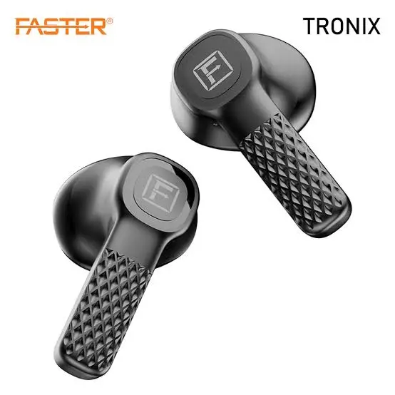 Faster Tronix Wireless Earbuds – ENC Technology, Digital Display, Leather Design, Up to 25 Hrs Playtime