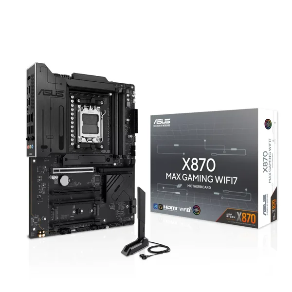 ASUS X870 MAX GAMING WIFI 7 ATX Motherboard – AMD AM5, DDR5, PCIe 5.0, WiFi 7, Ryzen 7000/8000/9000 High-Performance Gaming Board