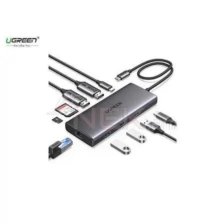 Ugreen 15534 USB-C Docking Station 10-in-1 – Dual 4K@60Hz / Single 8K@30Hz, Gigabit Ethernet, SD/TF, PD