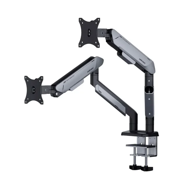 AndaSeat Stealth Pro II Duo Dual Monitor Arm Black & Orange - Gas Spring Height Adjustable Desk Mount for Gaming & Office Monitors