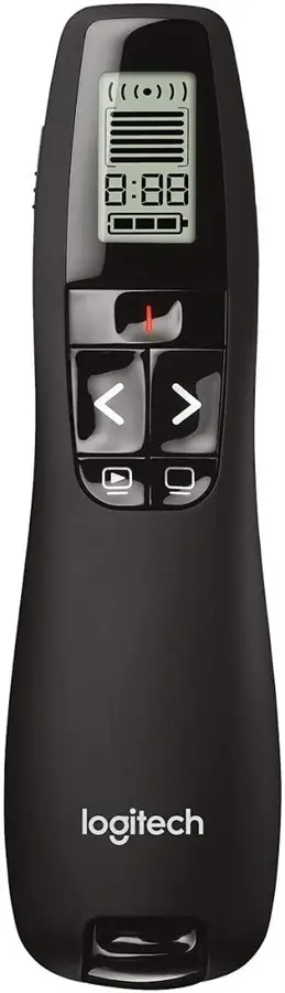 Logitech R800 Wireless Presenter Remote – Green Laser Pointer, LCD Display