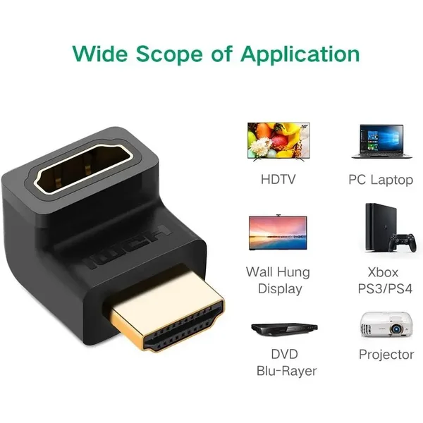 UGREEN Gold Plated 4K HDMI Male to Female Angle Connector