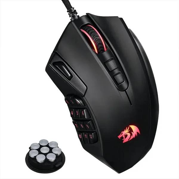 Redragon Azzinoth M921 RGB Wired Gaming Mouse – 12400 DPI Optical Sensor, 18 Programmable Buttons, RGB MMO Gaming Mouse with 12 Side Macro Keys