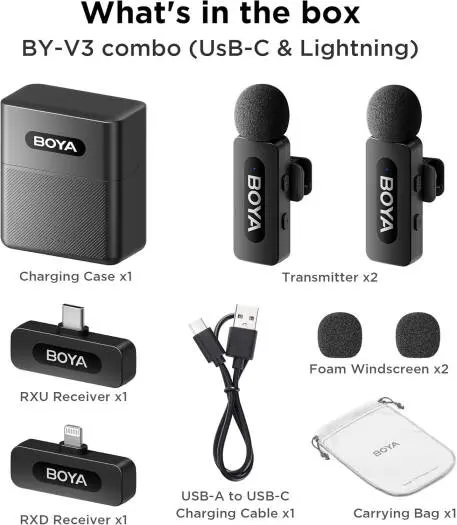 BOYA BY-V3 Dual Wireless Microphone – For iOS Only
