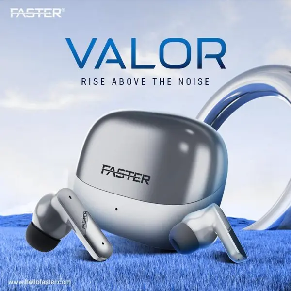 Faster Valor Wireless Earbuds – Quad Mic ANC+ENC, 10mm Bass Driver, Premium Design, Up to 36 Hrs Playtime