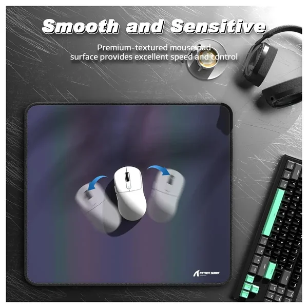 Attack Shark CM03 eSport Gaming Mouse Pad – Rainbow Coated, Stitched Edges, Grey