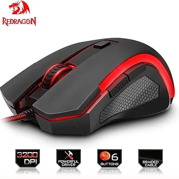 Redragon NOTHOSAUR M606 Wired Gaming Mouse 3200 DPI 6 Button LED Backlit Optical Gaming Mouse for PC Laptop FPS MOBA Gaming
