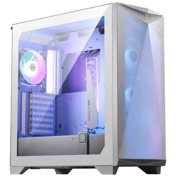 MSI MPG Gungnir 300R Airflow Mid-Tower Gaming Case - White, Tempered Glass, ARGB Fans, E-ATX Support, High Airflow Design