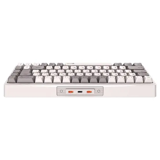Meetion MK12 White Mechanical Keyboard – Wired + 2.4G + 3-Channel Bluetooth Tri-Mode, Hot-Swappable, RGB Backlit, 65% Layout