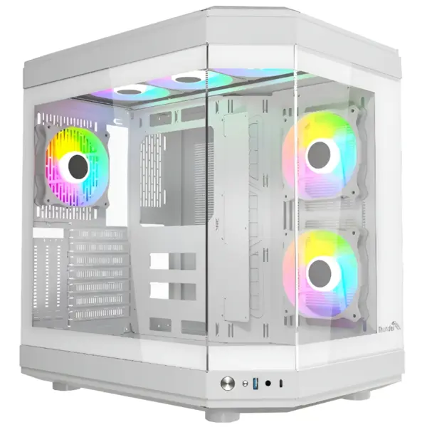 Thunder Carbon TGC-639W ATX Gaming Case White with 3 ARGB Fans